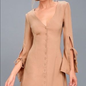 Fifth Label Jeanne Beige Long Sleeve Dress